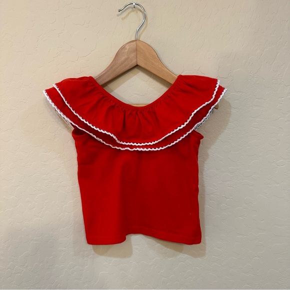 Janie and jack ruffle collar red top - Picture 1 of 5